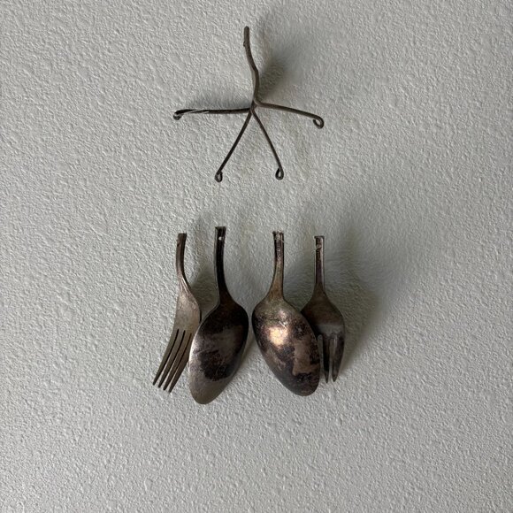 Handmade Silverware Wind Chime Antique Forks Spoons Upcycled Art Foodie Chef - Picture 8 of 9